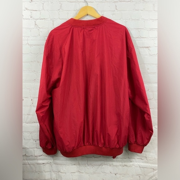VINTAGE Izod Windbreaker Jacket Mens Large Crimson Red 100% Nylon Pullover - Picture 2 of 6